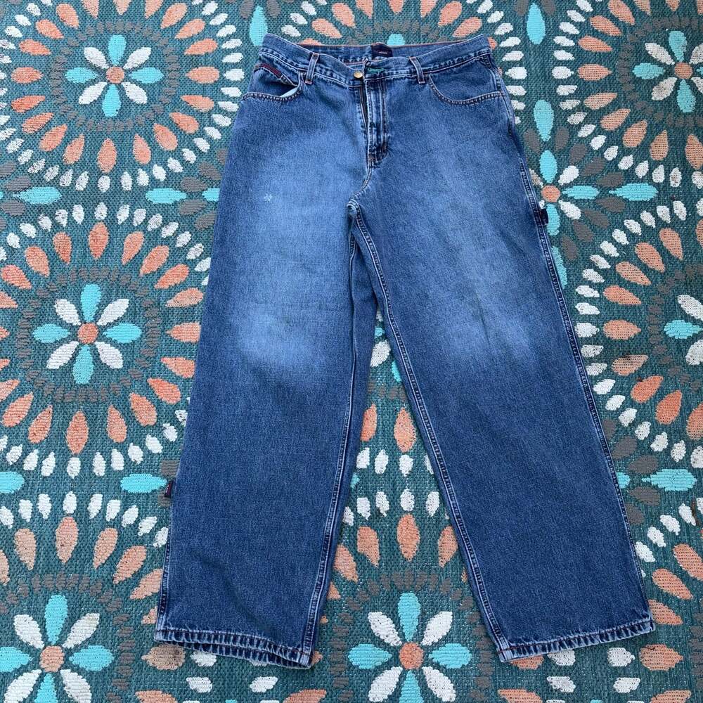 Vintage Tommy Jeans Mens Carpenter Denim Baggy Utility Jeans Size 34x32